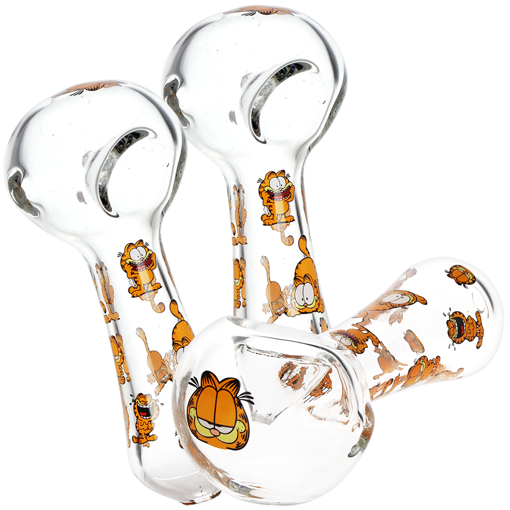 Stoned Orange Cat Glass Spoon Pipe | 4.5" | 3ct Bundle