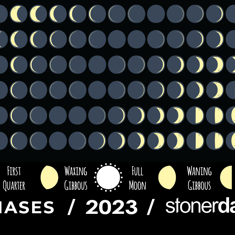 StonerDays 2023 Moon Phases Dab Mat featuring lunar cycle design, ideal for bong stability