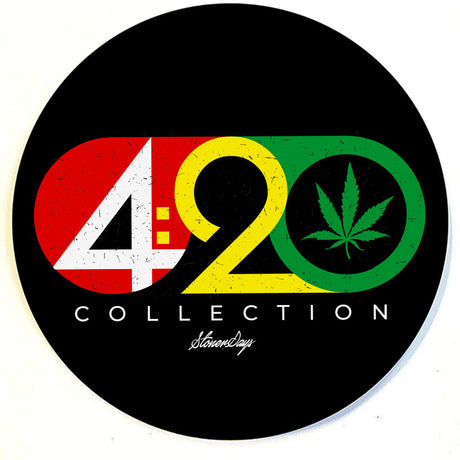 StonerDays 420 Collection round dab mat with rasta colors and cannabis leaf design