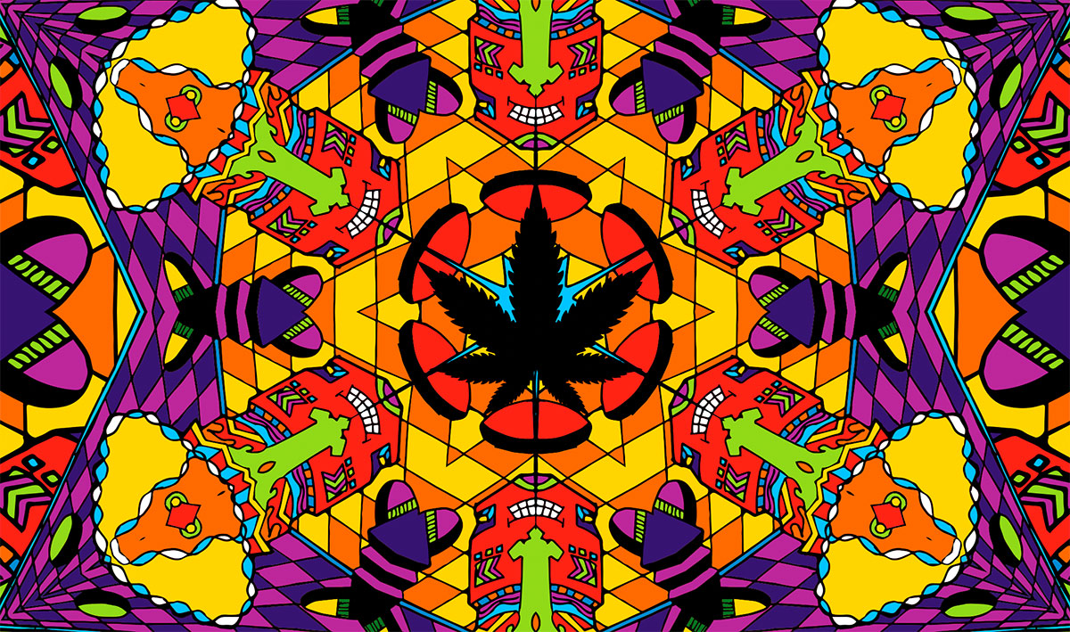 StonerDays Bad Trip Dab Mat with vibrant psychedelic pattern, 8" diameter, top view