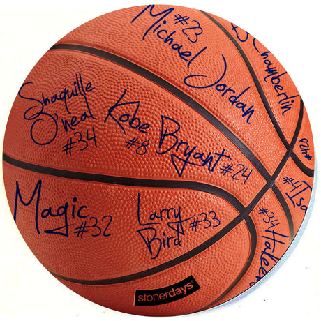 StonerDays Basketball Dab Mat with iconic player signatures, 8" diameter, top view