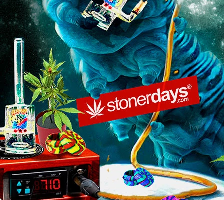StonerDays Caterpillar Dab Mat featuring vibrant space-themed design, 8" diameter, perfect for bongs and concentrates.