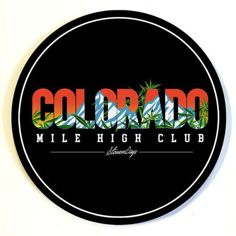 StonerDays Colorado Mile High Rig Mat, 8" round, with rubber base for stability, front view