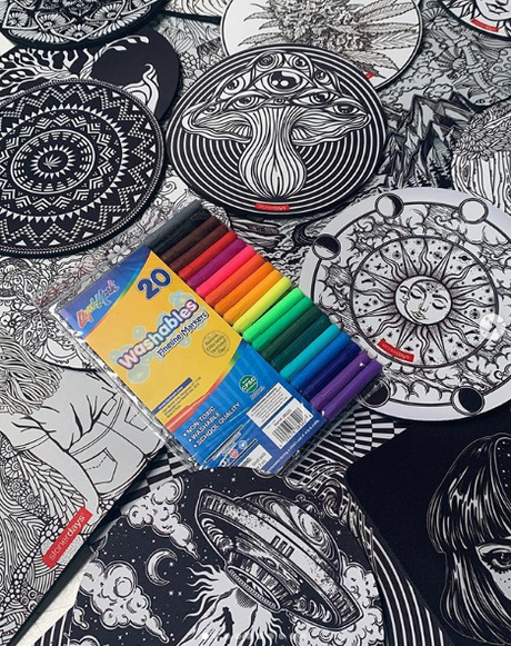 StonerDays Creativity Mat Winners with vibrant markers on artistic dab mats
