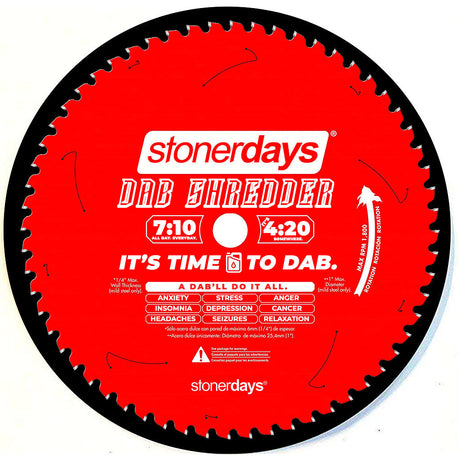StonerDays Dab Shredder Mat, 8" Silicone Rubber, Red Circular Saw Blade Design