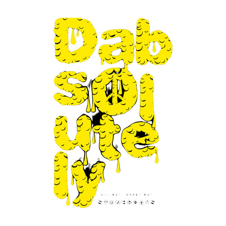 StonerDays Dabsolutely Crop Top Hoodie in black with bold yellow text, women's apparel