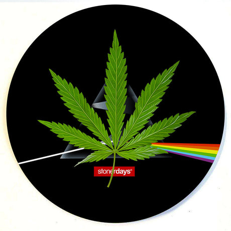 StonerDays 8" Dank Side of the Moon Rubber Dab Mat with Green Cannabis Leaf Design