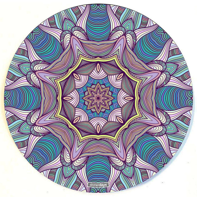 StonerDays Deep Ocean Vibes 8" Round Dab Mat with psychedelic pattern, top view