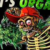 StonerDays 8" Round Dab Mat with 'Don't Panic It's Organic' Skeleton Graphic