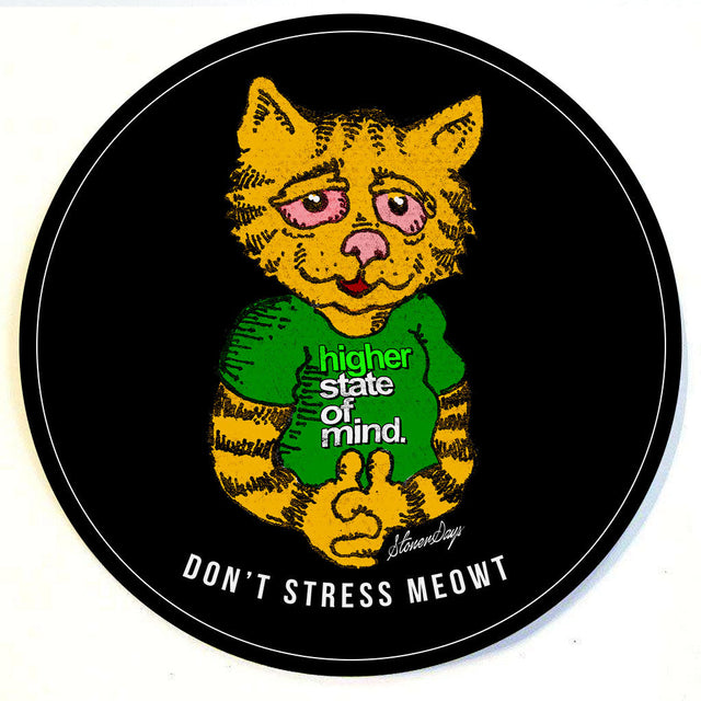 StonerDays 8" Don't Stress Meowt Rubber Dab Mat with Cat Graphic, Top View