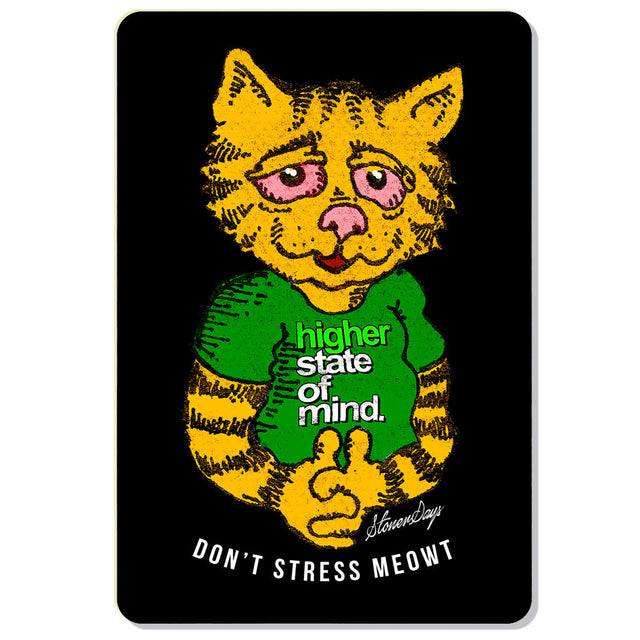 StonerDays 'Don't Stress Meowt' Dab Mat with cat graphic, 8" rubber, ideal for bongs