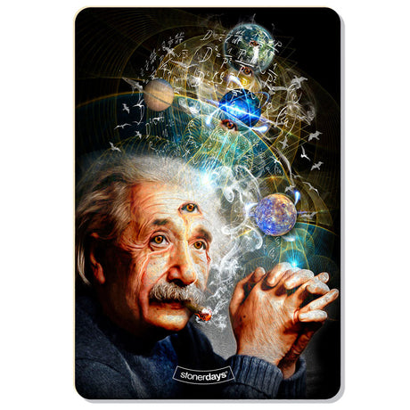 StonerDays Einstein 3rd Eye Dab Mat with cosmic design, polyester and rubber, top view