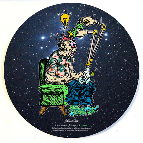 StonerDays Enlightenment Dab Mat featuring colorful cosmic artwork, 8" diameter, top view