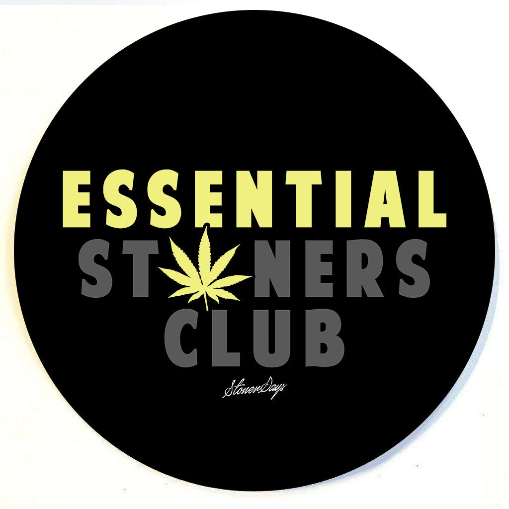 StonerDays 8" Round Dab Mat with Essential Stoners Club Logo, Polyester and Rubber