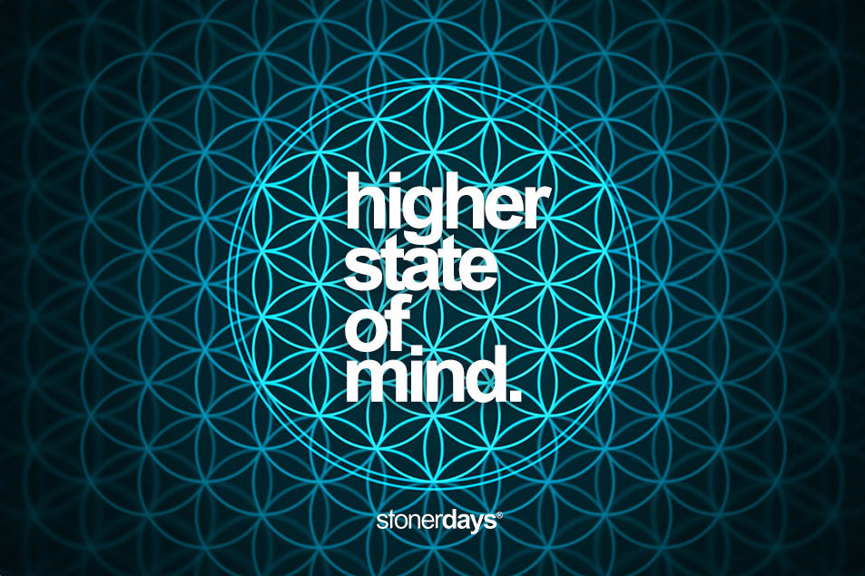 StonerDays Flower Of Life Dab Mat with 'Higher State of Mind' text, 12"x8" polyester and rubber