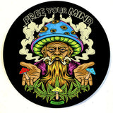 StonerDays 8" Free Your Mind Dab Mat with psychedelic art, perfect for bongs and concentrates.