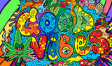 StonerDays Good Vibes Drip Dab Mat with colorful, psychedelic design, ideal for bongs and concentrates