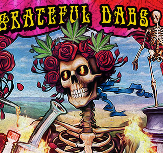 StonerDays Grateful Dabs Mat featuring vibrant skull and roses design, perfect for bong stability