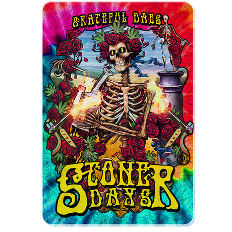 StonerDays Grateful Dabs Mat with vibrant skeleton design, 1/4" thick polyester, for bongs
