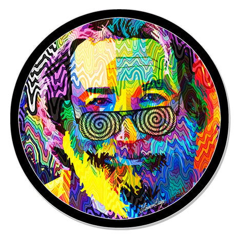 StonerDays Grateful Jerry Pop Art Mat, 8" round with psychedelic colors, for bongs and concentrates