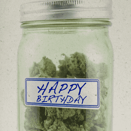 StonerDays Hemp Greeting Card with Happy Birthday Mason Jar design, eco-friendly, 5.5" x 8.5" size