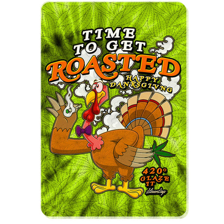 StonerDays Happy Danksgiving Dab Mat with cartoon turkey and cannabis leaf design