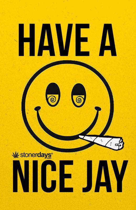 StonerDays 'Have A Nice Jay' hemp greeting cards with a smiley face, yellow background, novelty gift