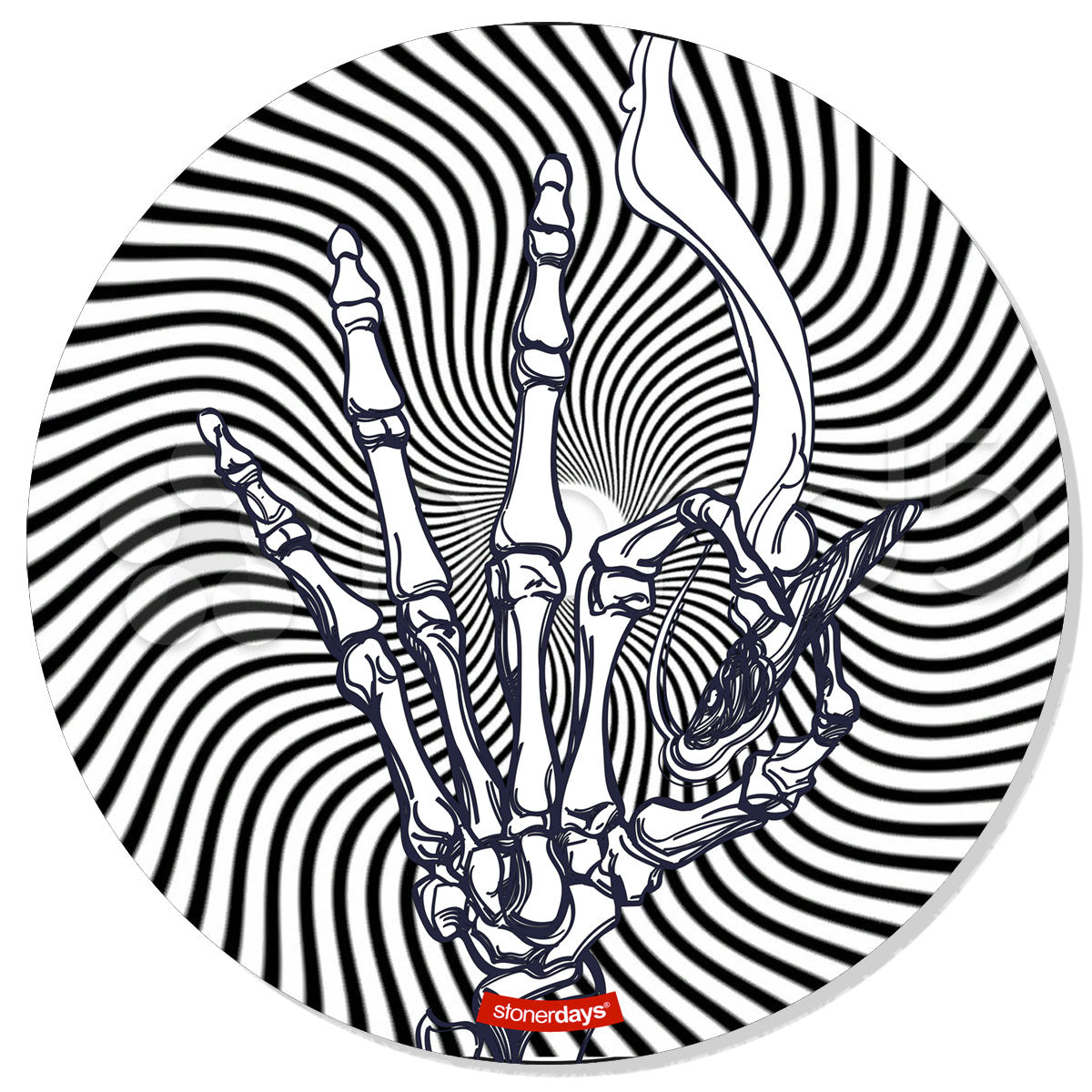 StonerDays High Till I Die Creativity Mat with Hypnotic Background and Skeleton Hand Graphic
