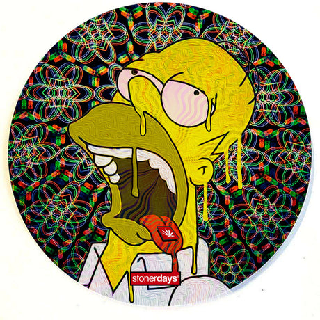 StonerDays Homer Blotter 8" Dab Mat with psychedelic design, top view, for bongs and concentrates