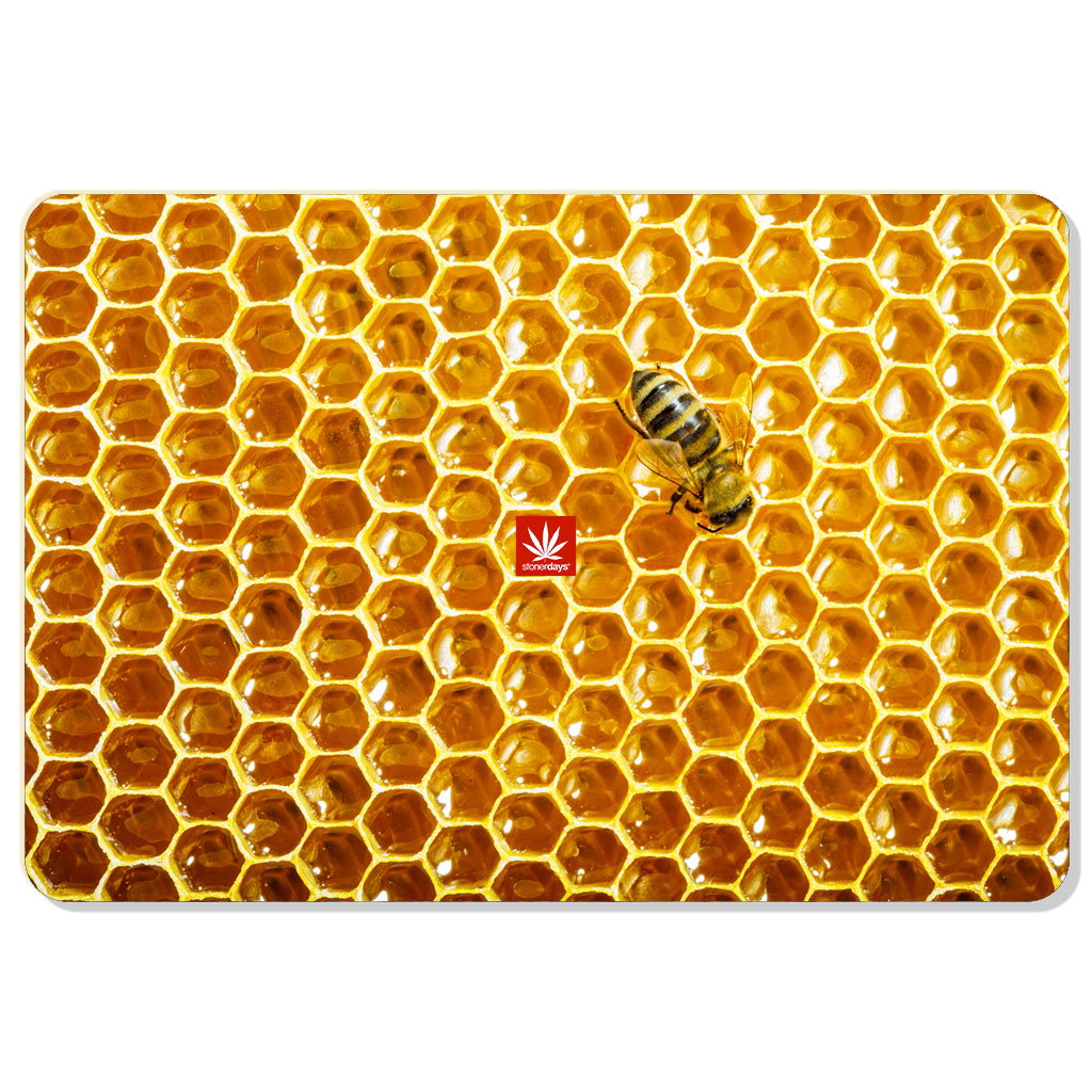 StonerDays Honeycomb Dab Mat with rubber base and polyester surface, top view on white background