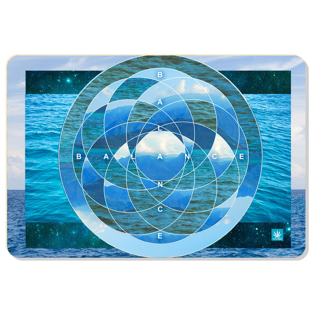 StonerDays Hsom Balance Dab Mat with intricate blue ocean design, 1/4" thick, for bongs and rigs