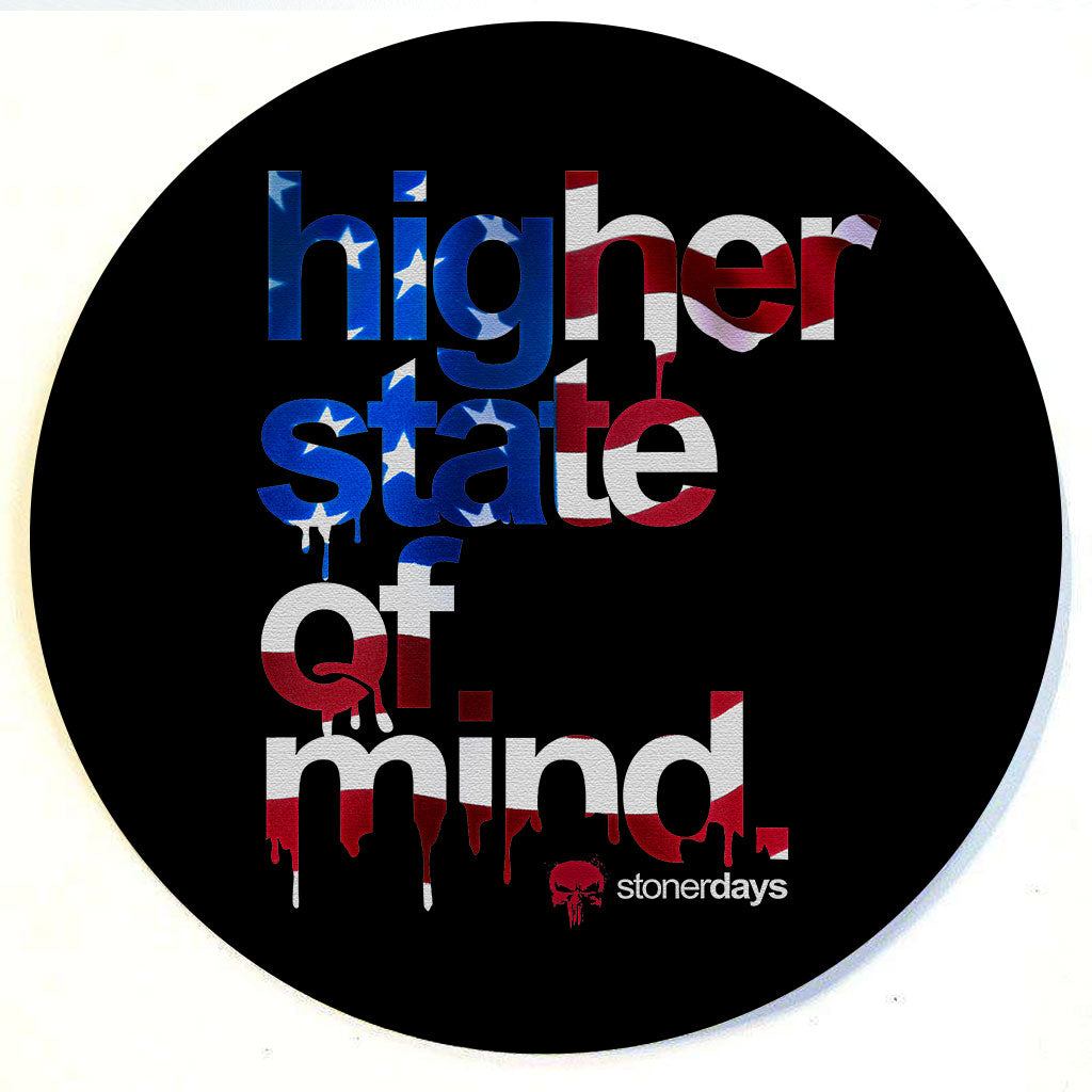 StonerDays Hsom Patriot Dab Mat with blue and red design, 8" diameter, top view