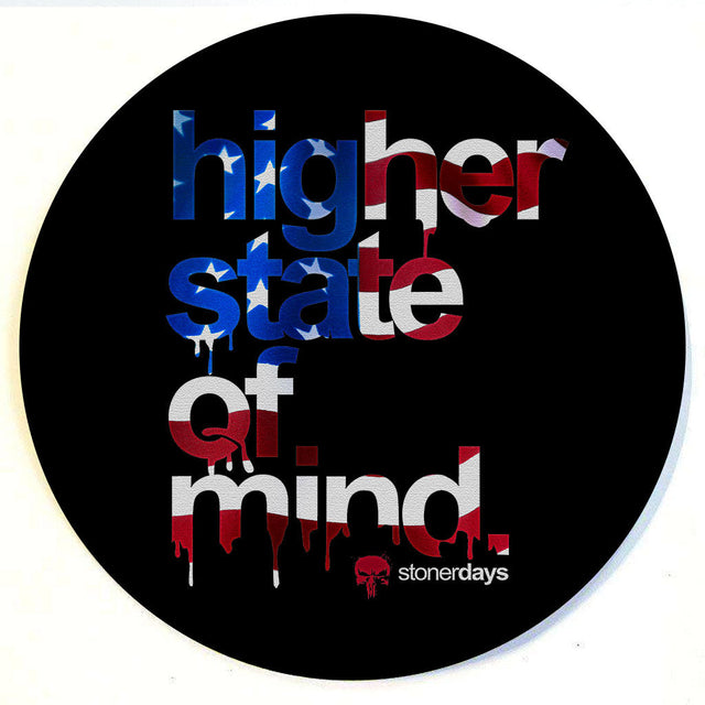 StonerDays Hsom Patriot Dab Mat with blue and red design, 8" diameter, top view