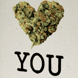 StonerDays 'I Bud You' hemp greeting card, 8.5" x 5.5" with cannabis heart design