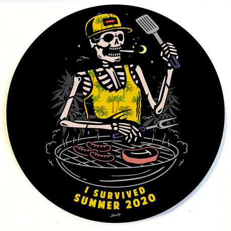 StonerDays 8" Dab Mat with 'I Survived Summer 2020' graphic, non-slip rubber base for stability
