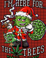 StonerDays 'I'm Here For The Trees' Dab Mat featuring festive cannabis-themed graphics, 1/4" thick