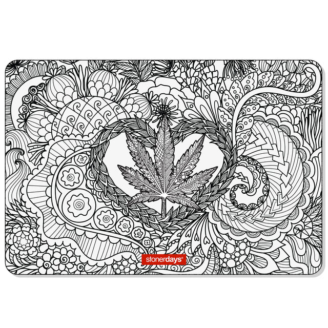 StonerDays Infinite Love Creativity Mat with intricate floral design for dab rigs, top view