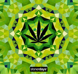 StonerDays 8" Kaleidoscope Of Dope Dab Mat with vibrant green geometric pattern, top view
