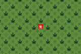 StonerDays King Louie II Dab Mat with green leaf pattern and red logo, 12" x 8" size, top view