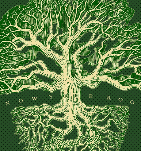 StonerDays Know Your Roots Dab Mat with detailed tree design, 8" diameter, top view
