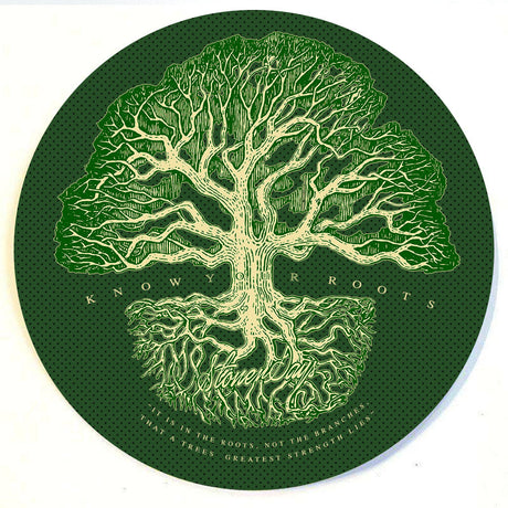 StonerDays 8" Know Your Roots Dab Mat with green tree design, for bongs and concentrates