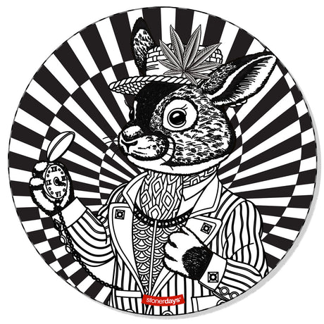 StonerDays Late Again Creativity Mat with Psychedelic Rabbit Design, Round Shape