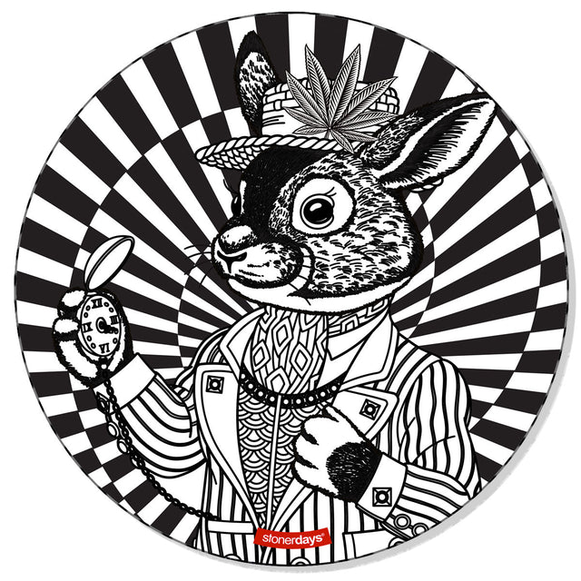 StonerDays Late Again Creativity Mat with Psychedelic Rabbit Design, Round Shape