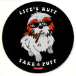 StonerDays 8" Dab Mat with 'Life's Ruff Take A Puff' Dog Graphic, Non-Slip Rubber Base