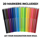 StonerDays 20 Colorful Markers Set for Creativity Mat, Top View on White Background