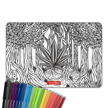 StonerDays Lost In The Trees Creative Mat with forest design, 8" diameter, perfect for concentrate use