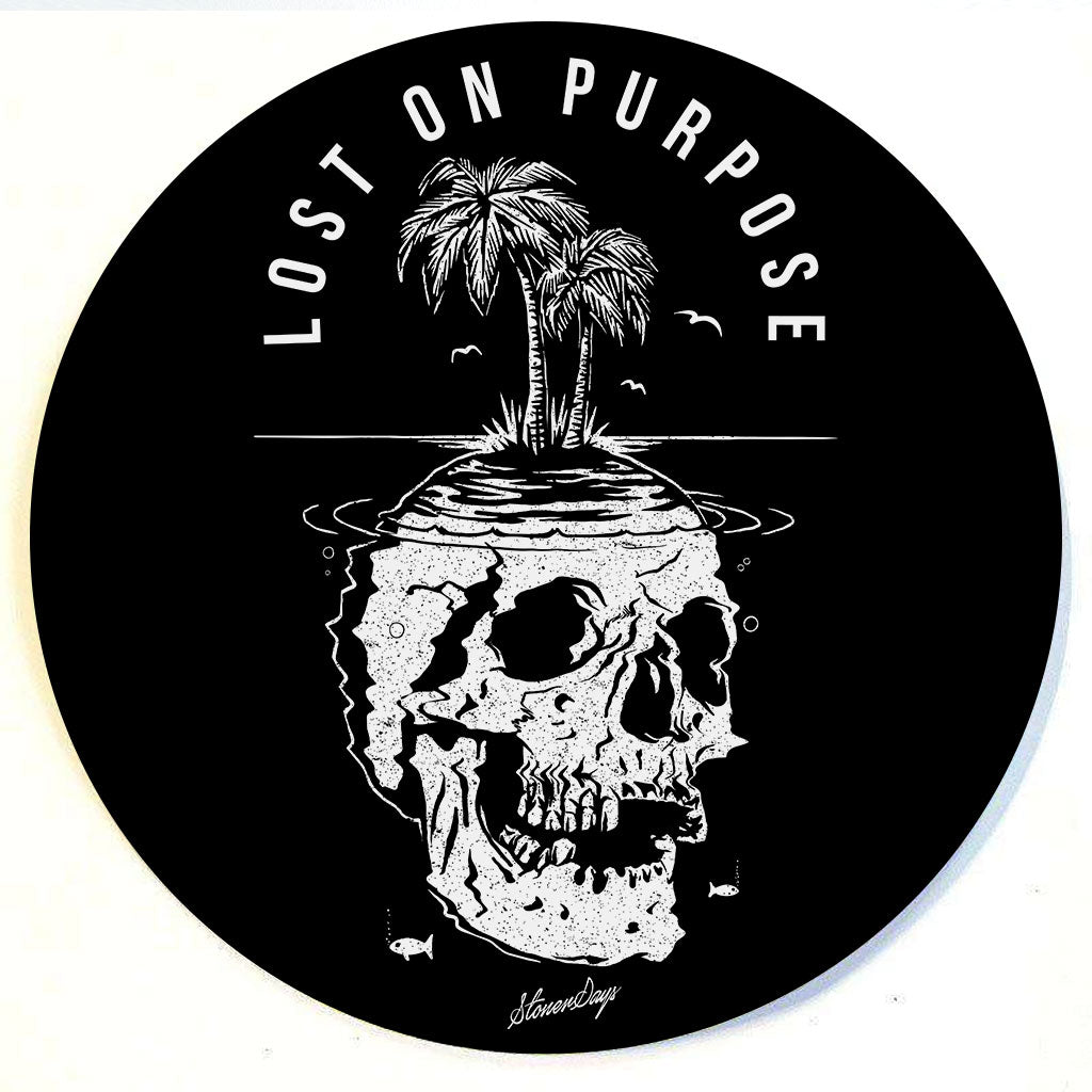 StonerDays Lost On Purpose Dab Mat, 8" round with skulled island design, non-slip rubber base