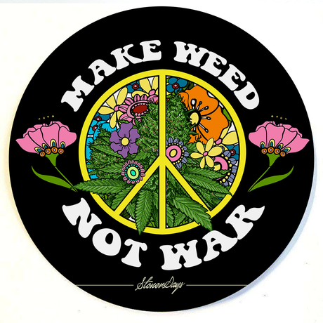 StonerDays 'Make Weed Not War' 8" Dab Mat featuring vibrant peace sign and cannabis leaf design