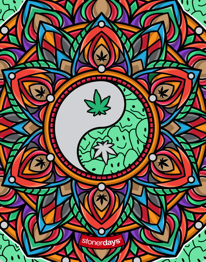 StonerDays Mandala #1 Dab Mat with vibrant psychedelic design, 8" diameter, front view