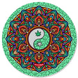 StonerDays Mandala #1 Dab Mat top view, vibrant polyester with rubber backing, 8" diameter